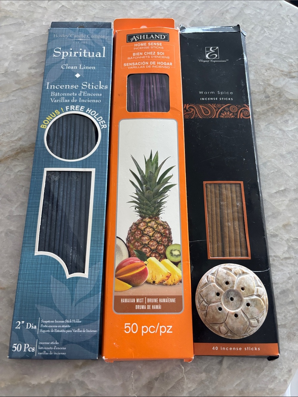 Assorted incense sticks with holder